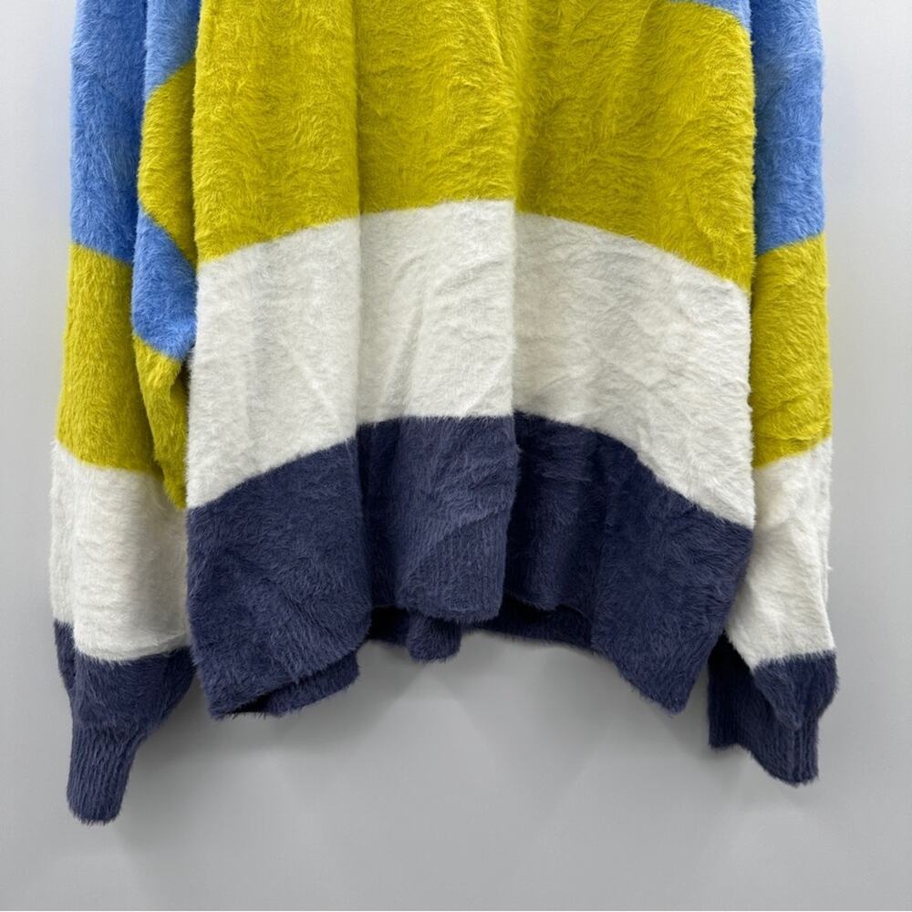 Aerie Flurry Soft Fuzzy Long Sleeve Striped Colorblock Pullover Sweater Sz L NEW - Picture 5 of 11